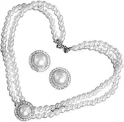 [GLSTOY] Faux Pearl Necklace Set Stylish Women's Pearl Necklace Earring Pair for Friends Loved Ones