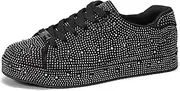 [LUCKY STEP] Platform Rhinestone Fashion Glitter Sneakers | Sparkly Bling Bedazzled Wedding Bridal Shiny Shoes for Women