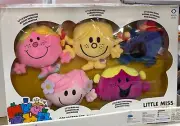 Little Miss Mr Men Plush 7” 5pc Set PrincessBossyChatterboxHugsSunshine NIB