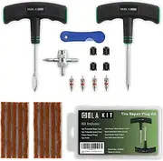 HolaKit Tire Plug Kit, 22PCS Compact Tire Repair Kit with Rubber Plugs, Upgrade T-Handle, 4-Way Valve Steam Tool, Flat Tire Puncture Repair Tools for Cars, Motorcycle, ATV, SUV