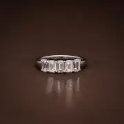 1.37ct Emerald Cut Lab Grown 5 Stone Diamond Ring in 18k White Gold