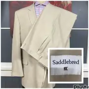 Saddlebred Suit 2Pc Set Mens 56L Long Polyester Pants 42x32 Dune Tan Checked