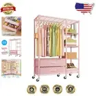 Adjustable Freestanding Closet Organizer with Two Drawers & Lockable Wheels