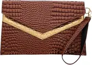 [GAROZATION] Fashionable Envelope Clutch Bag Vintage Pattern Lightweight Handheld Purse for Women PU Evening Bag Versatile for Casual and Business Occasions