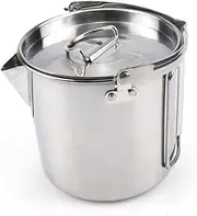 ibasenice Stainless Steel Collapsible Kettle Lightweight Outdoor Cookware for Boiling Water Hot Soup for Camping Hiking and Picnics