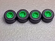 New LEGO Bright Green Wheel 8mm x 9mm Black Tire 14mm x 9mm (x4) 74967/30028