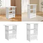 Side Table Wood for Small Space 2 Tier Storage Shelf for Sofa Dorm Apartment