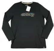 SmartWool Men L Merino 150 Base Layer Long Sleeve Black Mountain Terrain T Shirt
