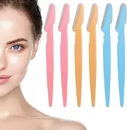 6 Pcs Eyebrow Razors Women, Facial Hair Remover, Eyebrow Shaper, Shaver Trimmer, Face Razors, Exfoliating Dermaplaning Tool, Peach Fuzz Removal for Women Beauty