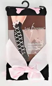 Leg Avenue Opaque Stockings With Crossbones and Satin Bow Style: 9047 (Black)