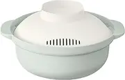&NE Rakuchin Microwave Pot Recopo Smoky Green Made in Japan Pot Microwave Lenton Recopo Range Cook, Easy Time Saving, Living Alone, Ramen, Cooked Rice, Porcelain, Pasta, Cooking, Recipe, Compact,