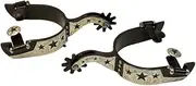 Black Steel Western Cowboy Spurs Hand Carved German Silver 1" Band 2 1/4" Shank (Mens)