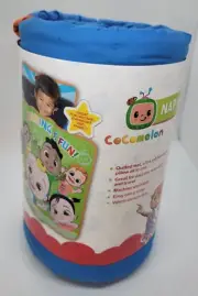 CoComelon Ready for Bed Nap Mat Built in Pillow and Blanket Blue Green New 21x46
