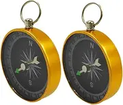 1 Pair Compass Keychain Compasses Camping Survival Compass Small Compass for Hiking Mini Compass Mini Pocket Compass Boating Compass Hiking Small Compass Aluminum Alloy Golden