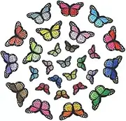 AIMALL 20PCS Colourful Butterfly Applique Lace Trims – Embroidery Sewing Craft Patches, Mixed Colours, Approx. 1.8x2.9 Inches & 1.7x1.1 Inches Sizes