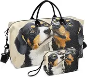 [ZRYSMY] Duffel Bag for Traveling, Dogs Oil Painting Travel Bag Gym Bag, with Multiple Interior Pockets Shoulder Weekender Bag for Women Men with Toiletry Bag 20.5L x 1.9W x 13.8H, Multi-Colored, one
