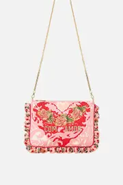 FRILL EDGE CROSSBODY BAG WITH CHAIN STRAP PINK PORTO