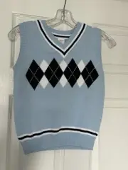 Gymboree boys youth light blue argyle Sweater vest size 8- New!