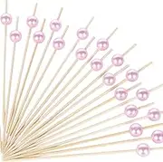 AUSYVEUS 300 Pcs Pink toothpicks, Decorative Toothpicks for Appetizers, Fruit Kabob Skewers, Toothpicks for Appetizers, Cocktail Skewers, Party Toothpicks, for Birthday Wedding Party Supplies