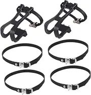 TOBBOMEY 1Set Convenient Bike Toe Clips Wear Resistant Toe Cages with Replaceable Straps for Road Biking Durable Easy to Install Bike Accessory Lightweight Secure Design