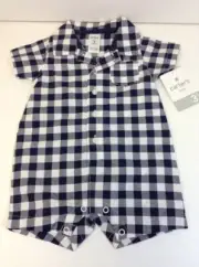 Carters Blue & White Checkered One Piece 3 Months Retails $18.00 (014)