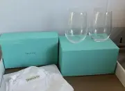 Set Of 2 Tiffany & Co. Stemless Wine Glasses w/ Box