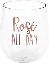 Creative Converting Rose All Day Stemless Rose ALL DAY Wine Glass, 414 ml Capacity