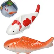 2pcs Ceramic Floating Fish,Fake Aquarium Fish Figurine,Aquarium Floating Goldfish Koi Fish Floatable Figurines Realistic Fish Tank Fish,Tea Pet Decor,Pond Desktop Ornaments