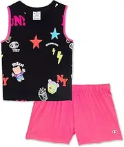 [Champion] Little Girls and Girls Legacy Fun Club All-Over Tank Top & Shorts Suit