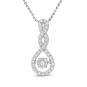 14k White Gold Round Diamond Moving Teardrop Pendant 1/3 Cttw