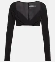 [Norma Kamali] Norma Kamali Gathered jersey crop top AU 12 black