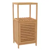 2-Tier Bamboo Shelving Unit with Door 14.25 In. W X 31.5 In. H X 13.5 In. D