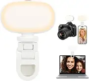 WOWLED Selfie Light, Clip On Fill Light with 3 Light Modes and Adjustable Brightness, Rechargeable Selfie Light for Smart Phone Camera Light Photo Video TikTok Vlog Make up, Almond White