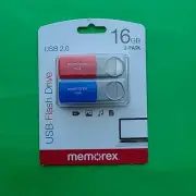 Memorex USB 16GB Flash Drive 2.0 Memory Stick Pendrive Thumb 2pk