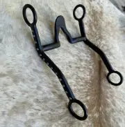 Black Steel 5” Cathedral Mouth 8 1/8” Cheeks Silver Dots Horse Bit