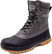 [NVBHOF] High Top Tactical Boots, Lightweight Leather Men's Waterproof Tactical Work Boots, Non-Slip Lace Up Tactical Combat Boots, for Hiking Outdoor Work Boots