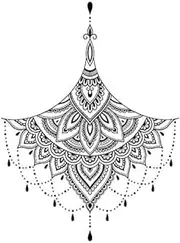 5 Pc Sternum Underboob Temporary Tattoo In Black - Sexy Under Breast Temporary Tattoo Under Breast