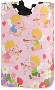 Cartoon and Cute Pink Cupid laundry baskets, collapsable and waterproof pantry baskets with sturdy handle rack canvas big for bedroom room shelves