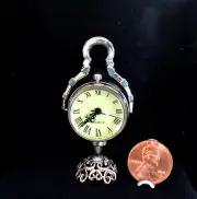DOLLHOUSE MINIATURE [WORKING~CLOCK] 1:12 SCALE SILVER GLASS 2-DOME - MANTLE NEW