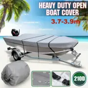 Heavy-Duty,3.7-3.9m Trailerable Open Boat Cover Fishing Runabout Waterproof Gray