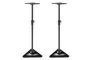 Costway 2PCS Adjustable Monitor Rack Studio Speaker Stands Triangular Base Home Office w/Plate Top & Non-Slip Pad Black