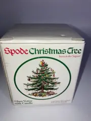 Spode Christmas Tree Candle Glass Votive With Candle Nee In Box