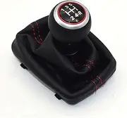 EXEGPLPVK Black Red Gear Shift Knob Lever Stick Pen Gaiter Boot Cover Fit for Audi A4 S4 B8 8K A5 8T Q5 8R S Line 2007-2015 Car Accessories(6 Speed-Red-R6-01)