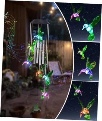 Solar Wind Chimes for Outside: Garden Decor Plastics Hummingbird Wind Chimes