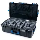Charcoal & Blue Pelican 1615 case with grey dividers. With lid org.