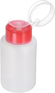 sourcing map Solvent Alcohol Dispensers 180ml(6.1oz) Straight Push Down Liquid Dispenser Pump with Sealing Stainless Steel Lid for Acetone Cleanser Polish Remover, Red