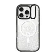 iPhone 16 Pro Impact Ring Stand Case MagSafe Compatible Hello Winter Snowflakes Quote by Nature Magick