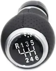 XEDLAMP 5 6 Speed Silver Car Shift Gear Knob Lever Gaitor Boot Cover, for Golf, 5 MK5 R32 GTD GTI 2004-2009 Gear Shift Knob Cover(Black R123456 Gear knob)