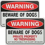 HANABASS 2pcs Beware of Dog Sign Outdoor Iron Caution Dog Warning Signs for Fence and Garden Decor No Trespassing Dog Signs UV Protected and Weatherproof for Home and Backyard