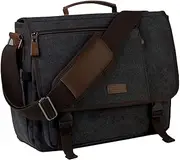 Messenger Bag for Men, VASCHY Canvas Water Resistant 15.6in Laptop Bag Vintage Large Briefcase Crossbody Shoudler Bag Satchel for Work Business Trip